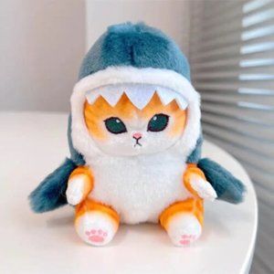 12cm SHARK ATTACK CAT Cute Cat Plushy Toy Stuffed Animal Bag Pendant Doll